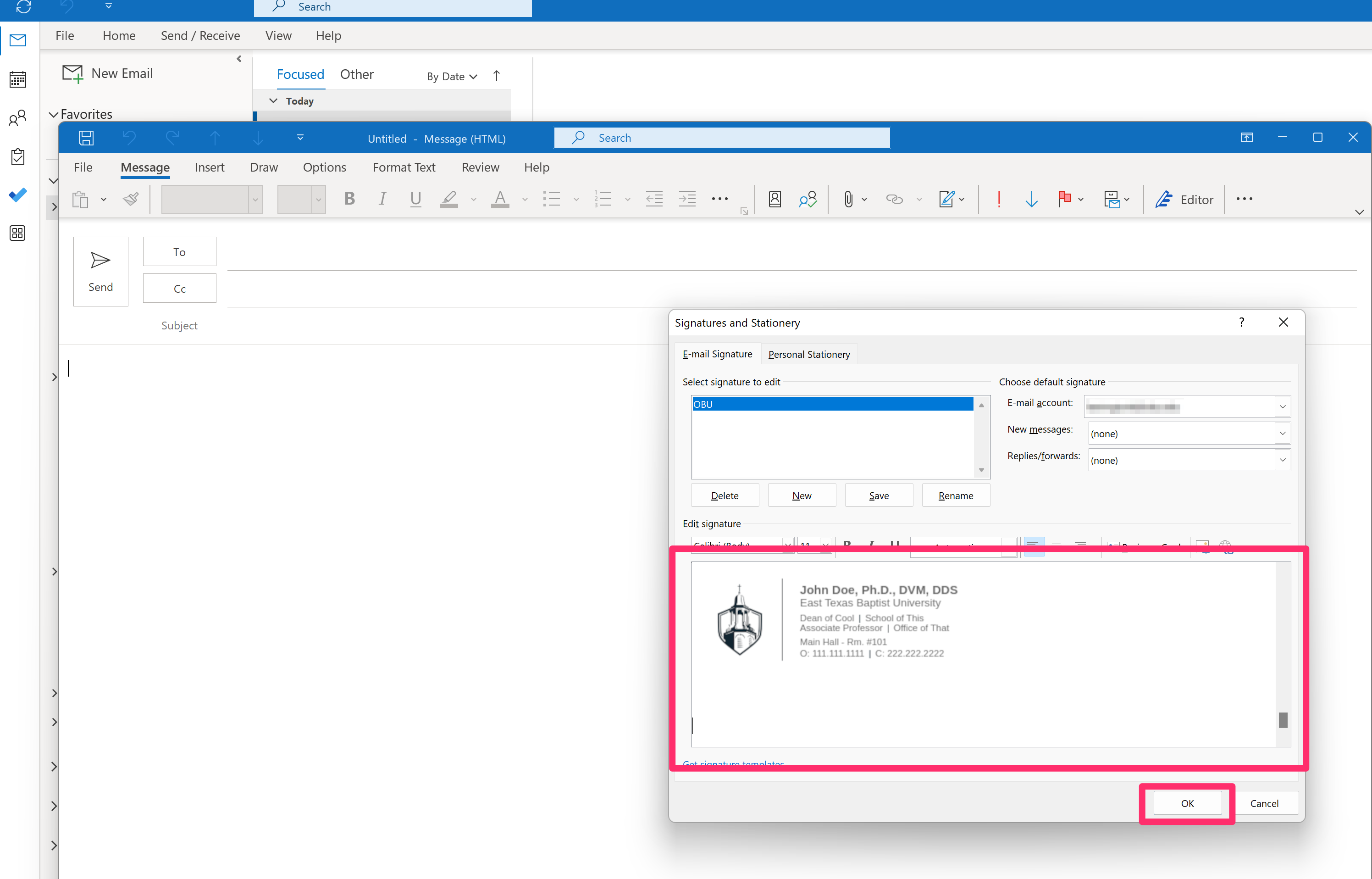 Outlook app step 4